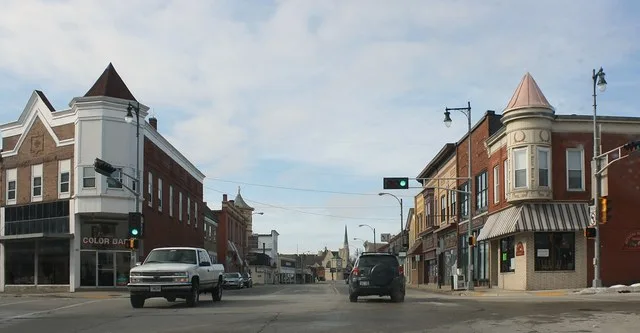The w:Burlington Downtown Historic District on Wisconsin Highway 36, listed on the National Register of Historic Places. This file was uploaded with Commonist . This is an image o...