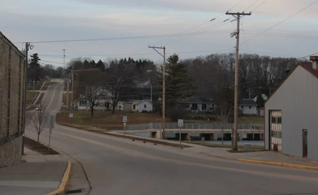 Looking north along w:Wisconsin Highway 146 from County P in w:Cambria, Wisconsin .