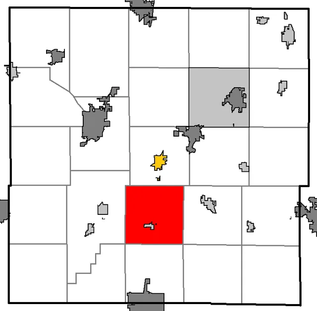 Map of Dodge County WI, highlighting the town of Clyman; the county seat is in gold, cities are in gray, villages are in silver, and towns are in white