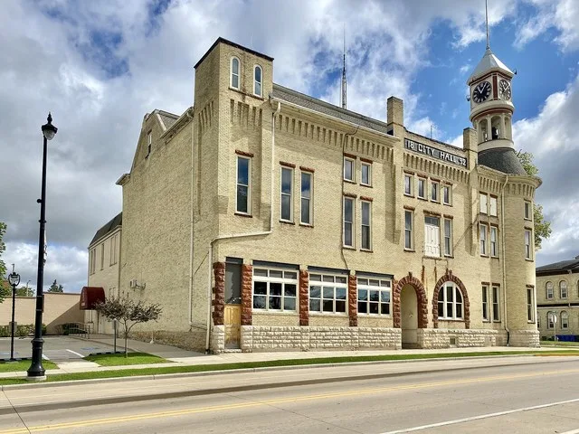 Built in 1891-1892, this Romanesque Revival and Queen Anne-style building was designed by Truman Dudley Allen (T. D. Allen) to serve as the city hall for Columbus, Wisconsin. The...