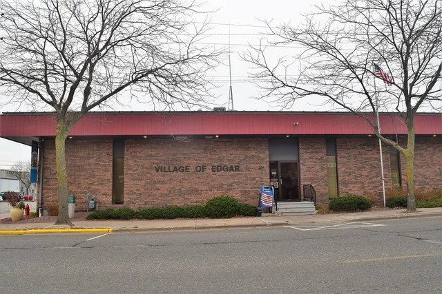 The village hall of the village of Edgar, Wisconsin .