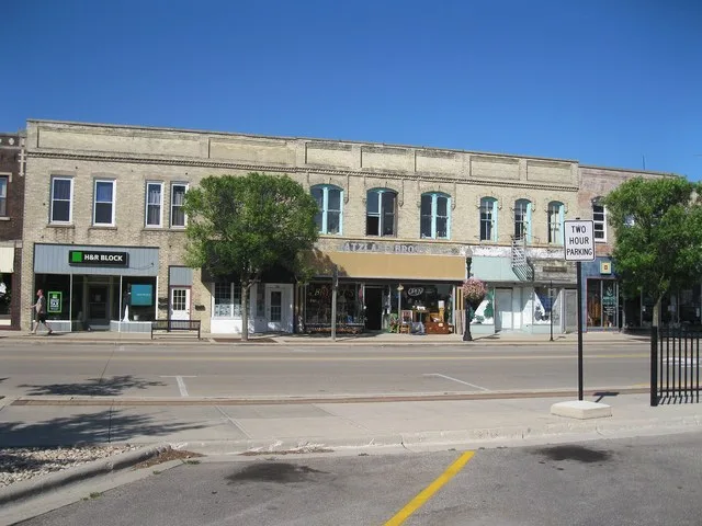 The north side of Fulton Street in the Fulton Street Historic District in Edgerton, Wisconsin .