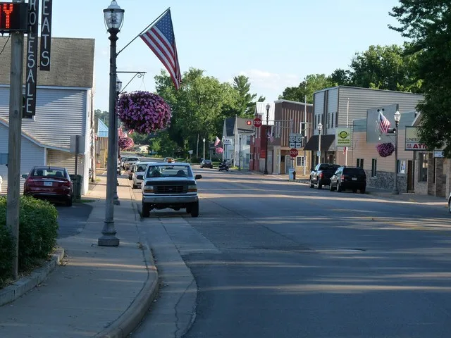 Downtown Eleva, Wisconsin, looking south down highway 93.
