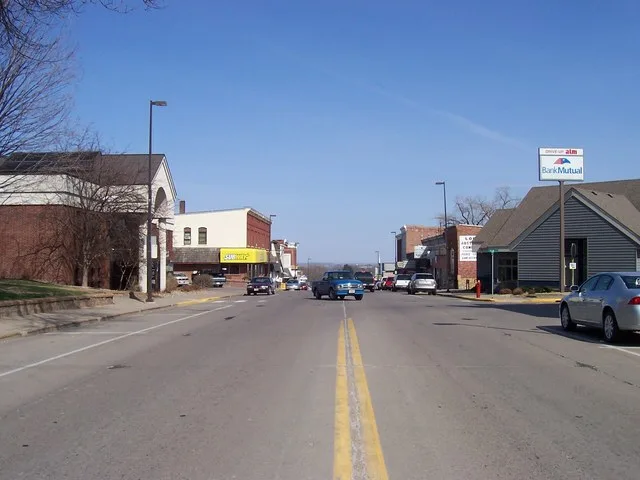 Downtown w:Ellsworth, Wisconsin . Picture taken by me.