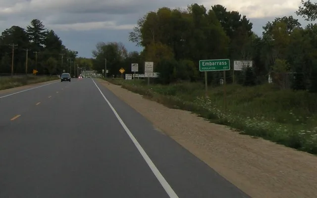 Sign for w:Embarrass, Wisconsin