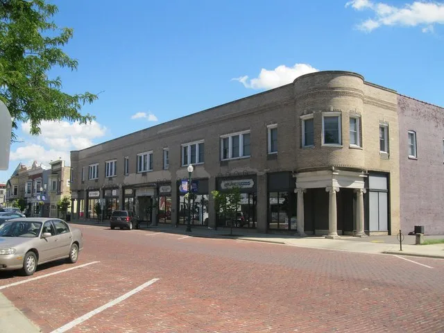 Grange Store on West Main Street in the Evansville Historic District in Evansville, Wisconsin .