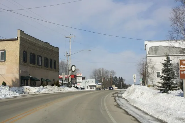 Looking north at downtown w:Forestville, Wisconsin on Wisconsin Highway 42. This file was uploaded with Commonist .