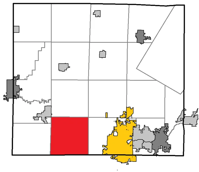 Map of Outagamie County WI, highlighting the town of Greenville; with the county seat in gold, cities in gray, and villages in silver