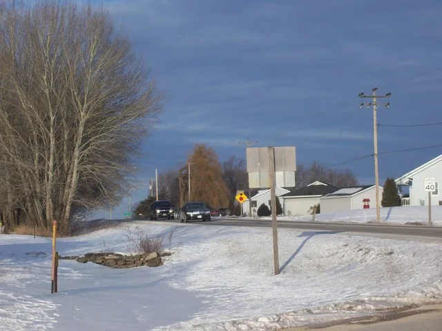 Looking north at houses in Hobart, Wisconsin, USA. Taken February 11, 2007 by myself.