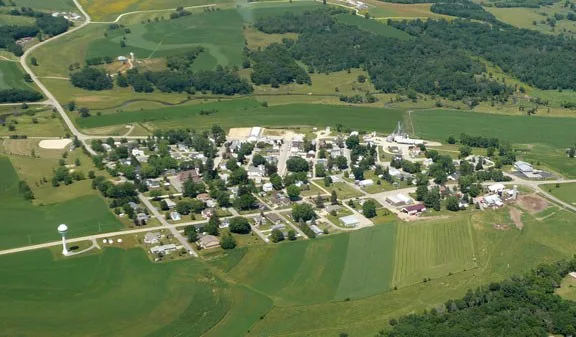 Aerial photo of Hollandale Wisconsin taken by B. Baillod on July 1, 2007.