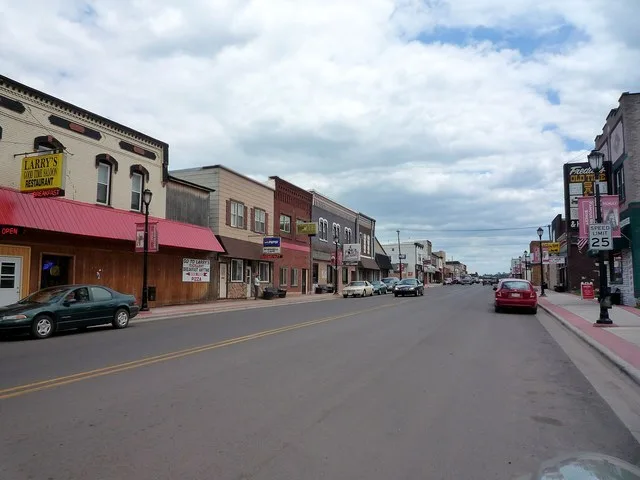 Silver Street, downtown Hurley, Wisconsin , USA.
