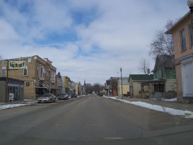 Looking north at downtown w:Hustisford, Wisconsin .