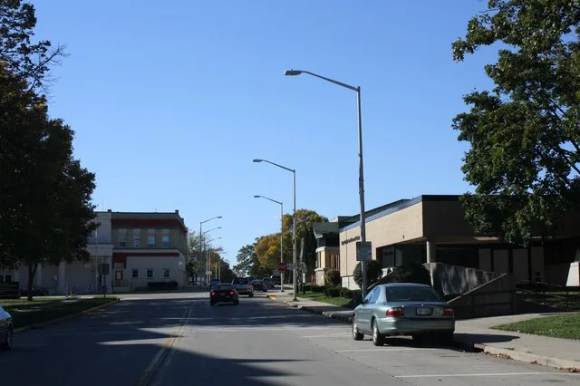 Looking south in downtown w:Juneau, Wisconsin along w:Wisconsin Highway 26 .