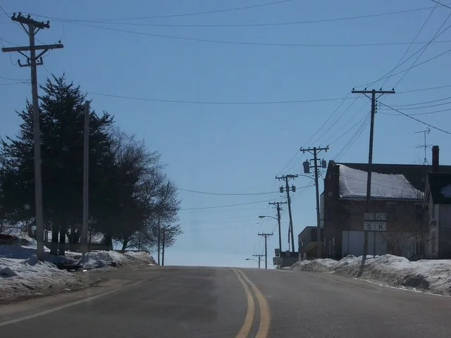 Looking south at the center of Lime Ridge, Wisconsin, USA while travelling on County Highway K. Taken March 11, 2007 by myself.