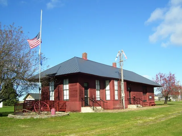 The train depot in Mason, Wisconsin, now a museum operated by the Mason Area Historical Society.