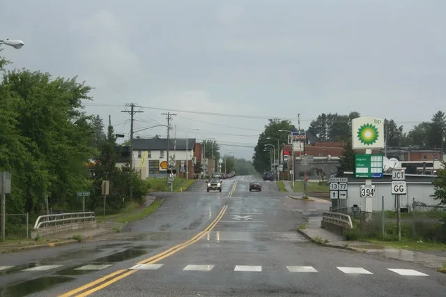 Looking north in downtown Mellen, Wisconsin . This file was uploaded with Commonist .