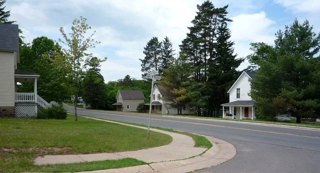 A section of the Montreal Company Location Historic District (on the National Register of Historic Places since 1980), Montreal, Wisconsin , USA.