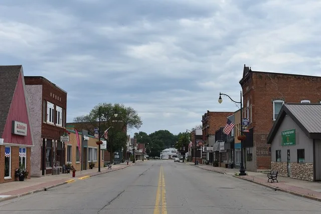 Downtown Oconto, Wisconsin in July 2026.