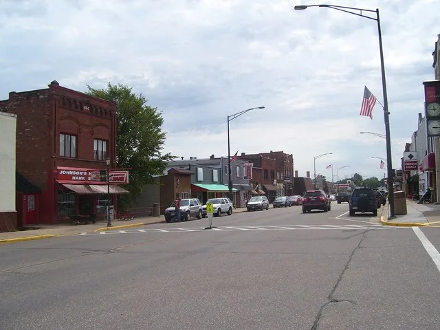 Photo of downtown Phillips, Wisconsin.