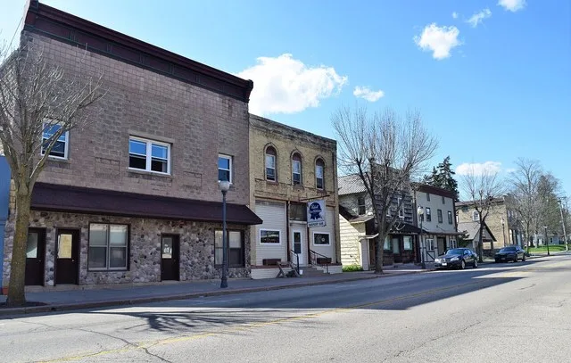 Buildings in downtown Poynette, Wisconsin .