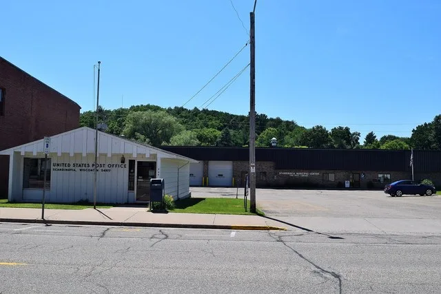 The post office and municipal center in Scandinavia, Wisconsin .