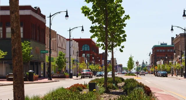 Downtown Tower Avenue in Superior, Wisconsin.