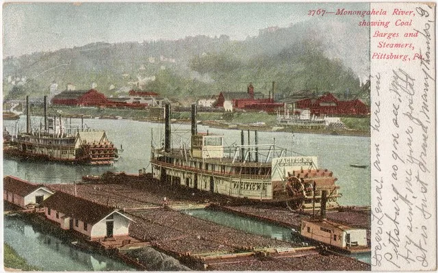 2767 -- Monongahela River, showing Coal Barges and Steamers, Pittsburg, Pa.