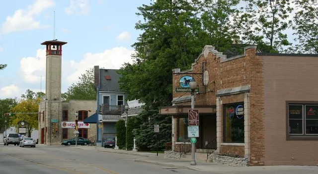 The Main Street Historic District, National Registered Historic Place, in Thiensville, Wisconsin.