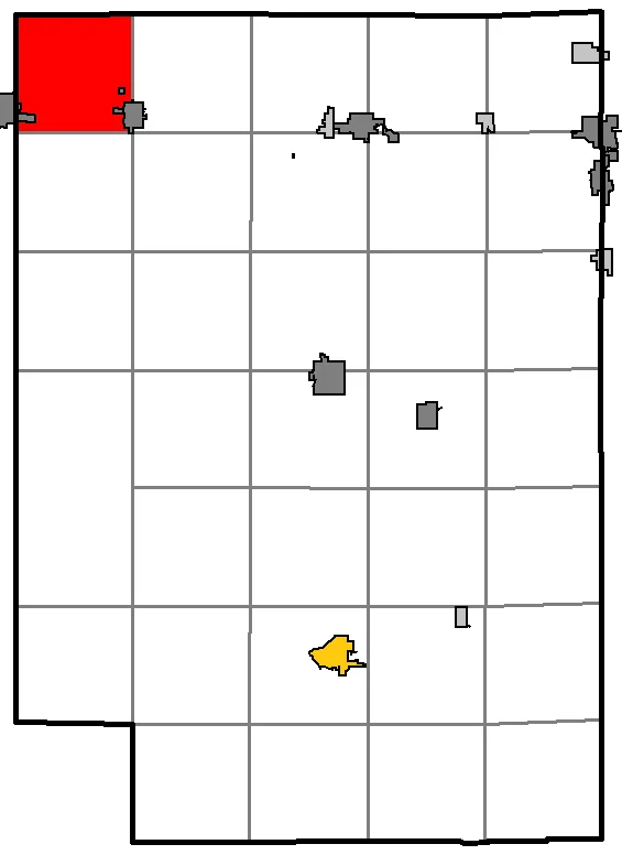 Map of Clark County, WI, highlighting the Town of Thorp, with county seat in gold, cities in gray, and villages in silver