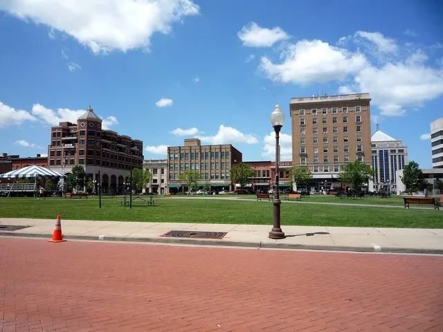 The "400 Block", a large plaza/park in downtown Wausau, Wisconsin , USA.