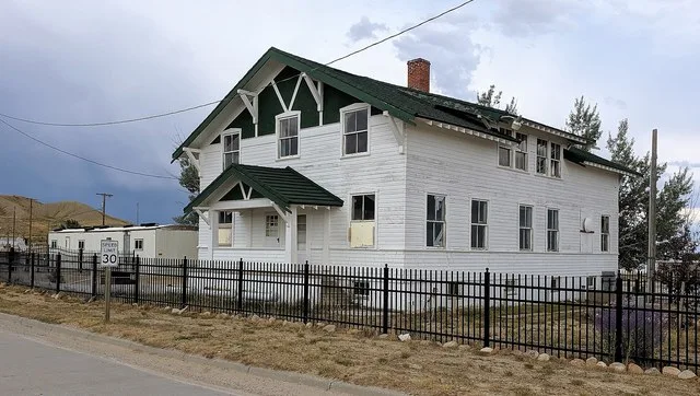 The Old Town Hall in Bairoil, Wyoming. Listed on the National Register of Historic Places.