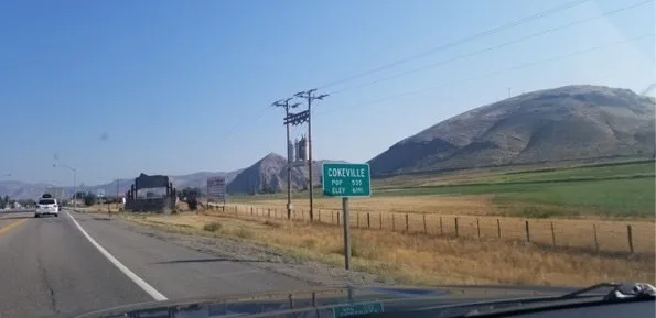 The entry into Cokeville, Wyoming.