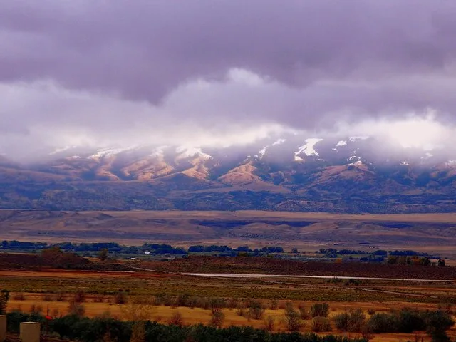 Looking at the Pryor Mountains from Deaver, Wyoming