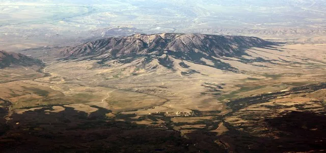 Elk Mountain (Wyoming), and the smaller Coad Mountain, southwest of it. View here it to the northwest. Location: [1] ; south of I-80, between Laramie & Rawlins.