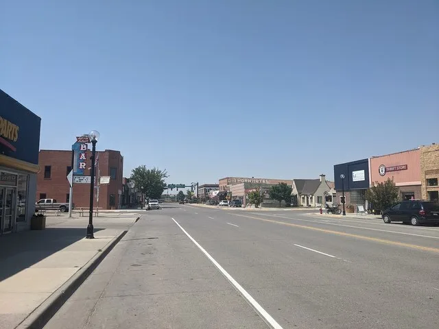 Looking West down Greybull Avenue in Greybull, Wyoming