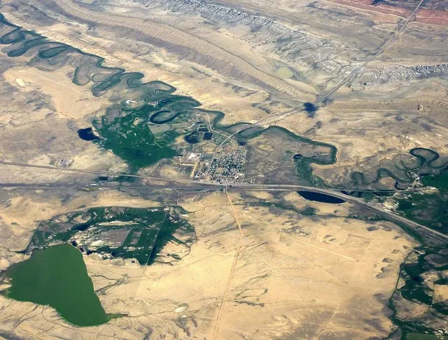 Aerial photo of Medicine Bow, Wyoming , USA.