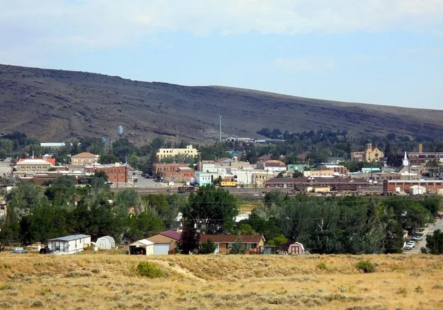 Downtown Rawlings, looking north from I-80