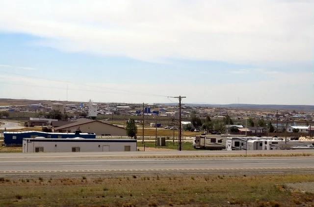 Panorama of Wamsutter, looking south from I-80
